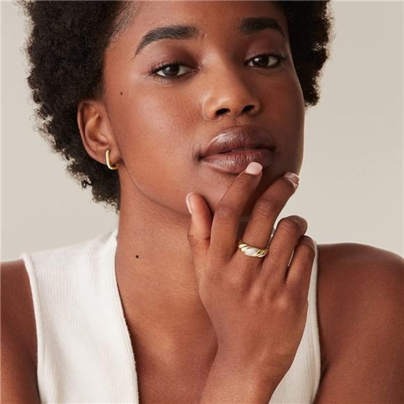 Twisted Gold Plated Dome Ring for Women - Picture 3 of 4